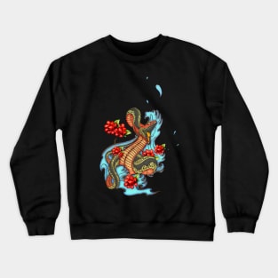 Colorful angry snake with flowers Crewneck Sweatshirt